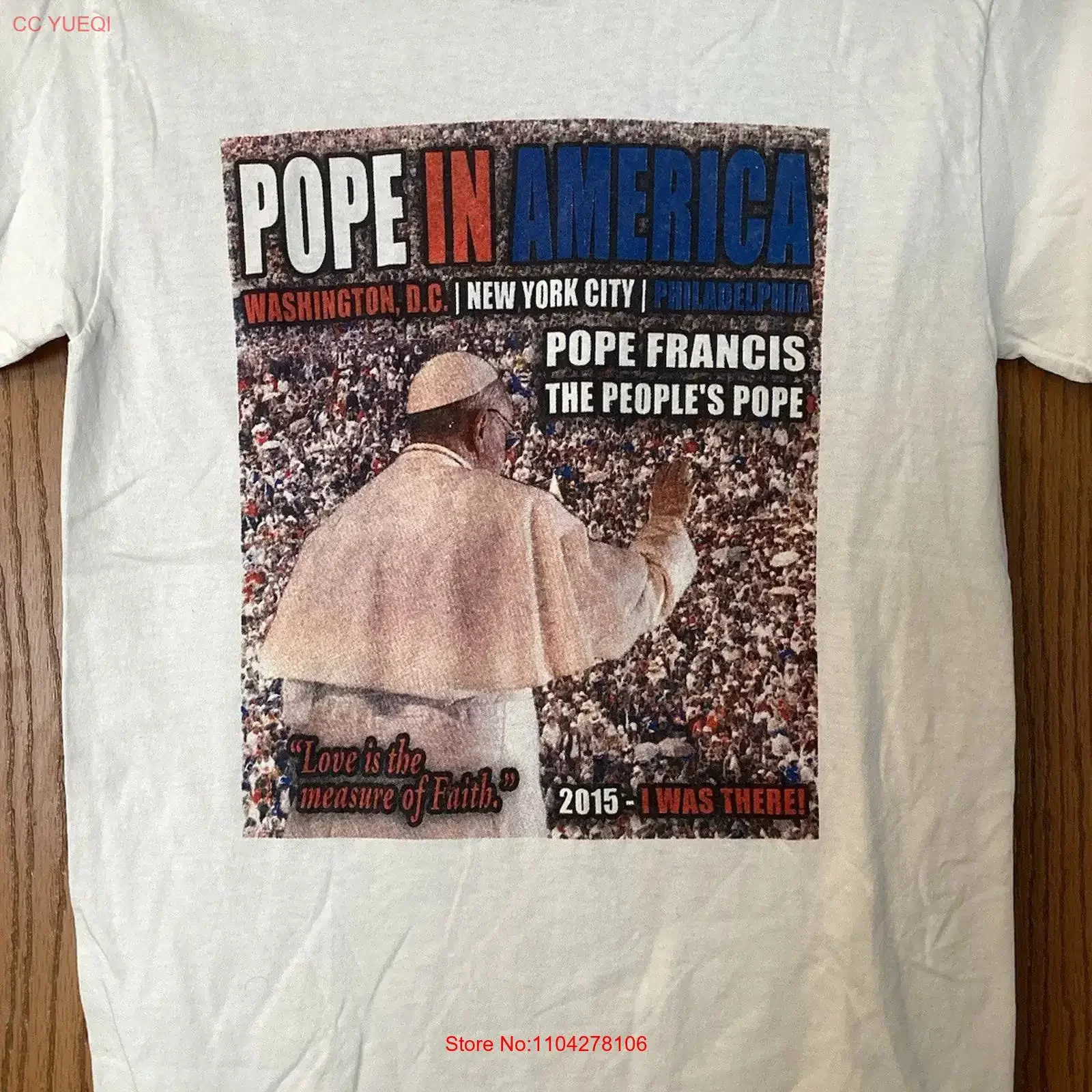 Pope Francis The People s 2015 USA Visit White T Shirt 2 Sided vintage Washed Stretched Unisex Top For Everyday Wear