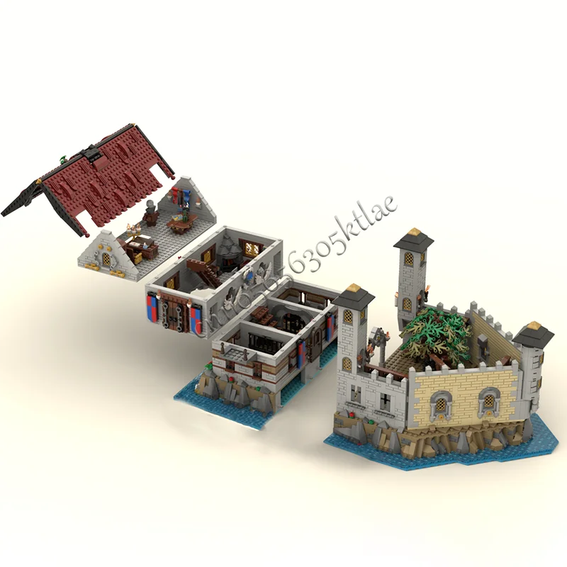 3529 Onderdelen MOC Middeleeuwse Gevangenis Kasteel Modulair Model Bouwstenen Sets Onderwijs Montage Bricks Speelgoed Kinderen Verjaardagscadeautjes