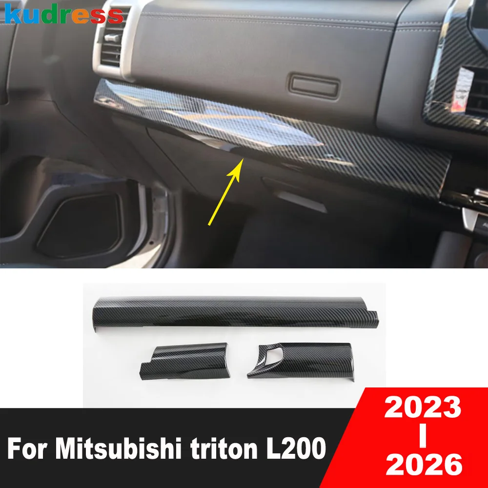 

Car Center Console Dashboard Panel Cover Trim For Mitsubishi triton L200 2023 2024 2025 2026 Carbon Fiber Interior Accessories
