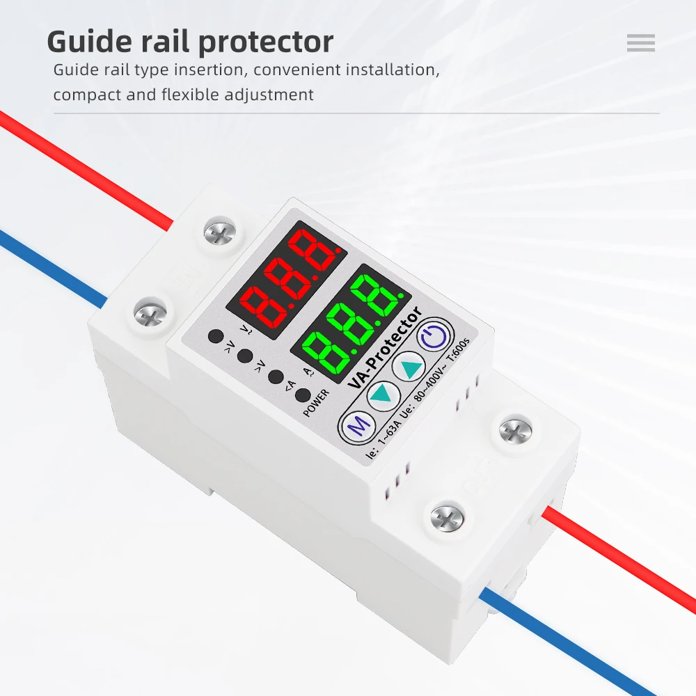 40A/63A Adjustable Digital Voltage Relay 220V Household Circuit Breaker Surge Protector Limit Over And Under Current Protection