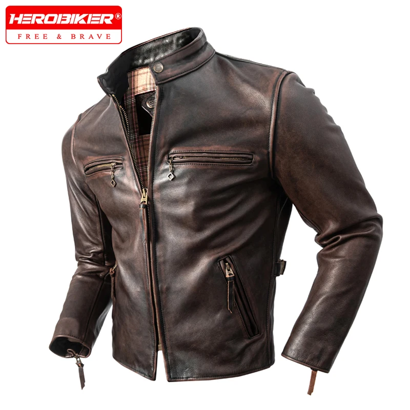 

Motorcycle Jacket Spring And Autumn Windproof Off-road Motorcycle Rider Leather Jacket Men's Casual Retro Horse Leather Jacket