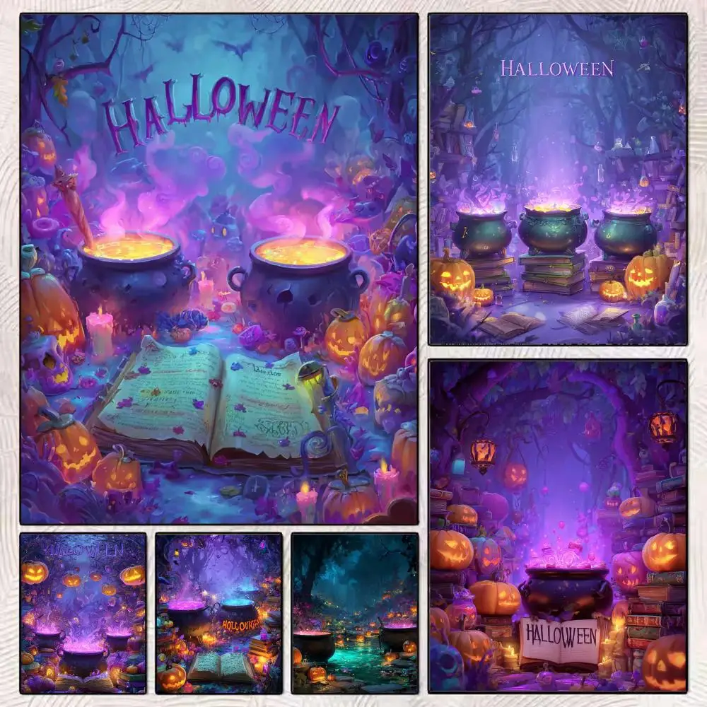 Halloween Arcane Incantations Painting Calligraphy Modern Aesthetic Wall Art Print Trendy Bedroom Home Decor Gift