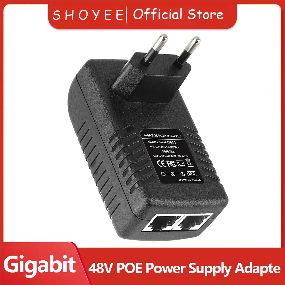 

CCTV Security Surveillance POE Power Supply Adapter 48V 0.5A EU/US Plug for Injector Ethernet IP Camera POE Switch NVR Router
