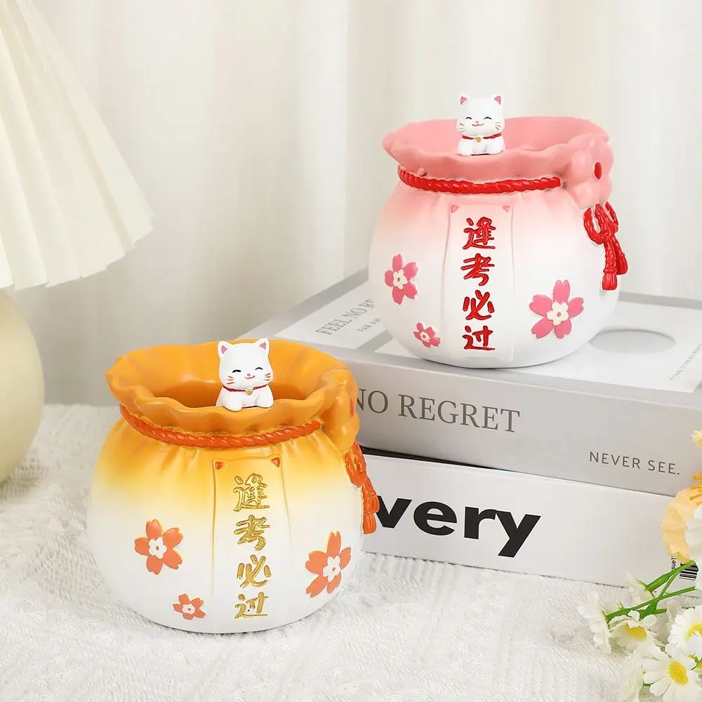 Novelty Maneki Neko Lucky Bag Pen Holder Cat Cute Desktop Storage Box Toast Multifunction Makeup Brush Case Desktop Storage