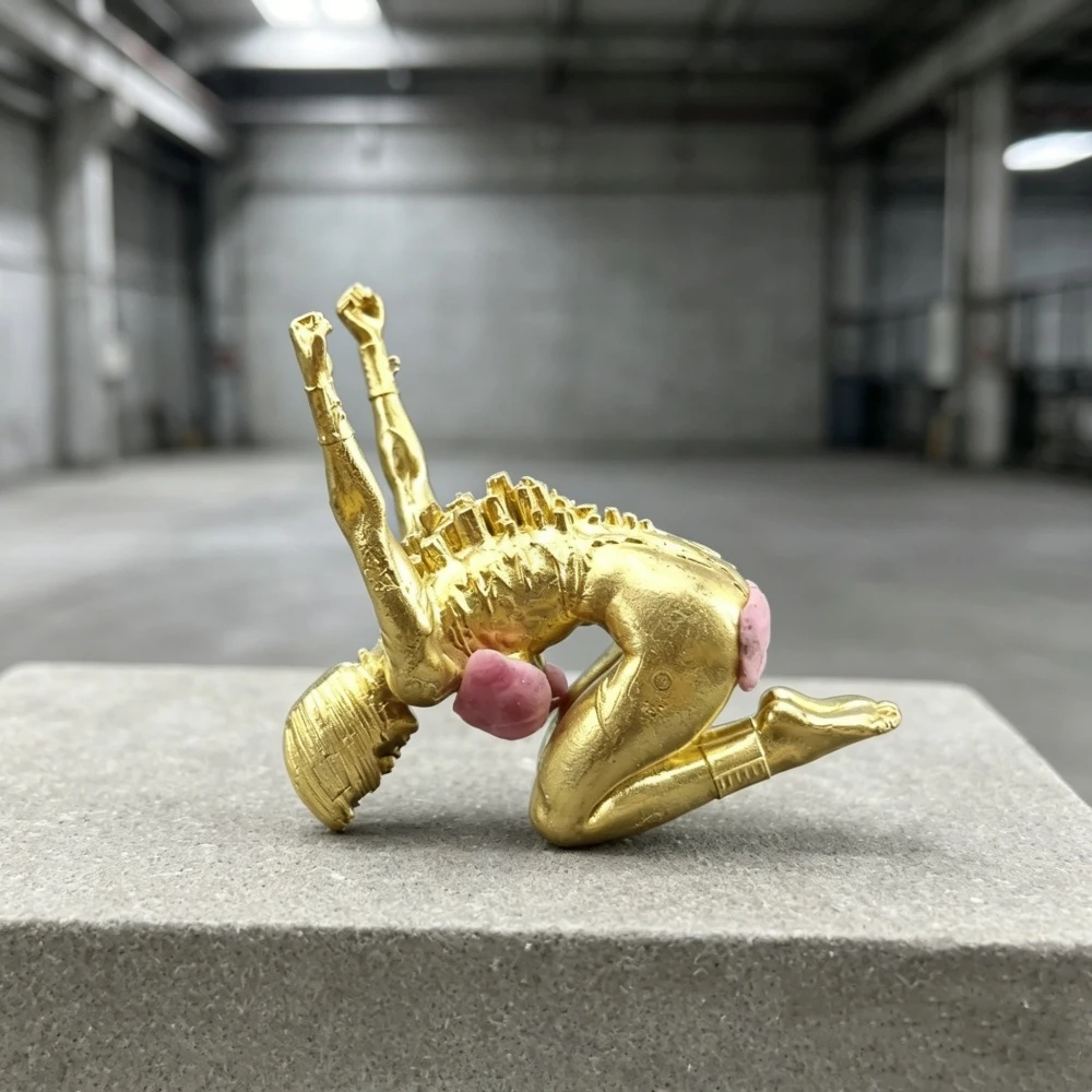 Vintage Brass Squatting Female Mini Figurine Collectible Statue Desktop Decor Home Ornament Gift for Collectors