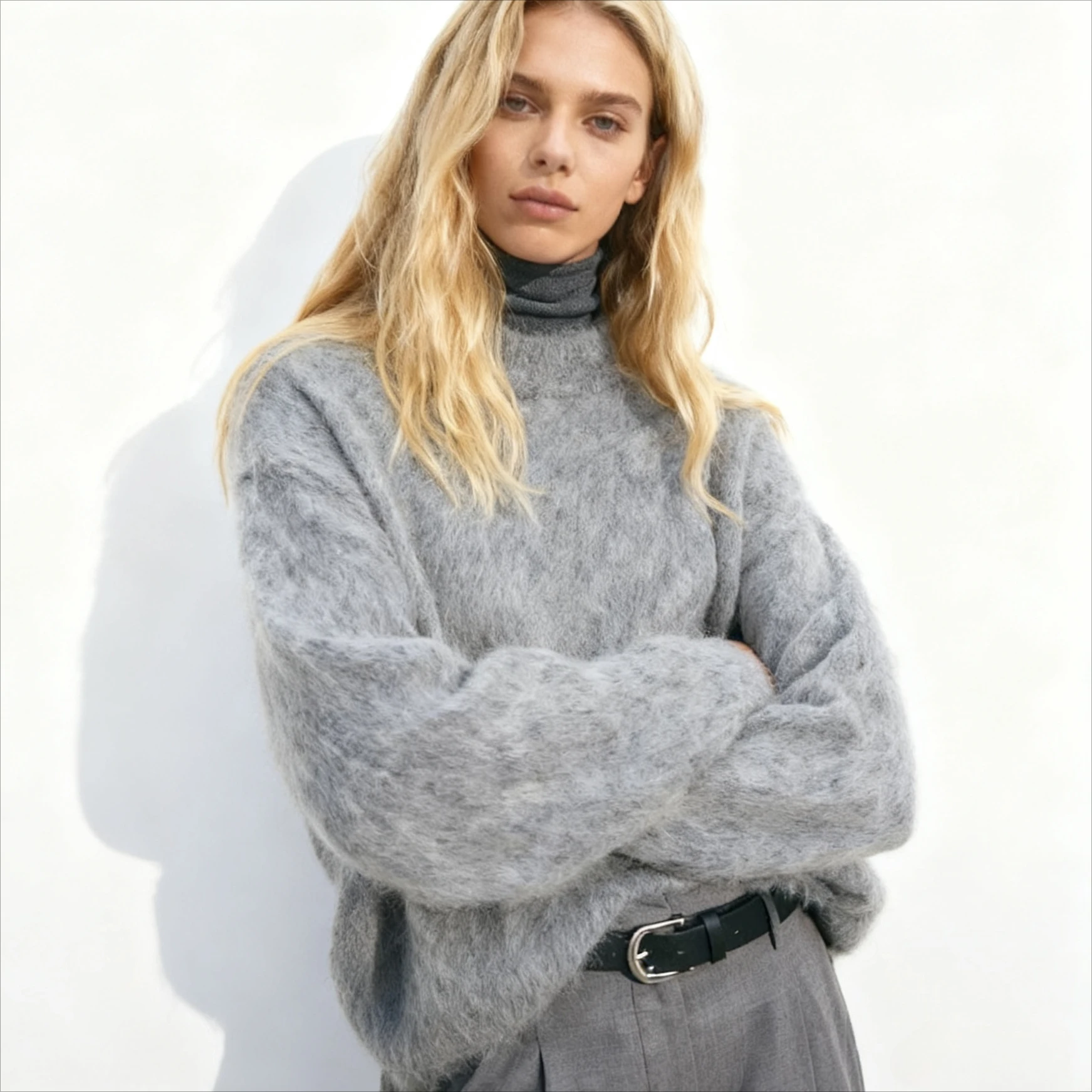 

Yaminiya 2025 New Women's Outerwear Fashionable Pullover Loose Gray Retro Lazy Style Plush Knitted Top Sweater