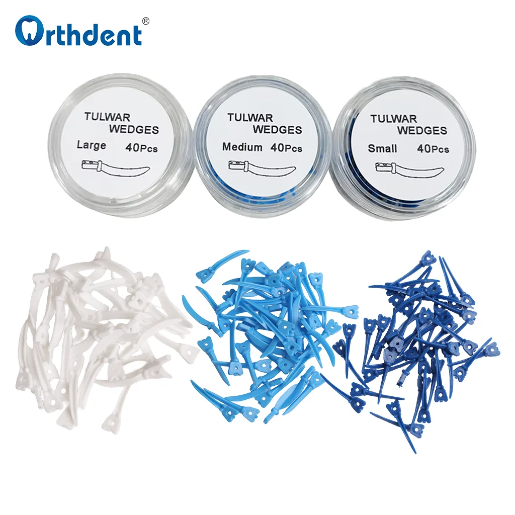 40 pçs/caixa cunhas dentárias tulwar para sistema de matriz seccional s/m/l recarga cunha cunhas plásticas descartáveis com buraco ferramenta
