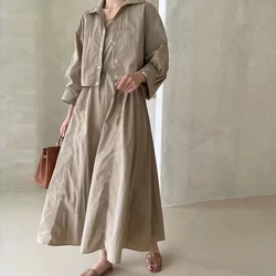 Johnature Spring Summer Women Loose Fashion Korean Dress With Long-sleeved Short Jacket Two-piece Casual Female Dresses 2024 New