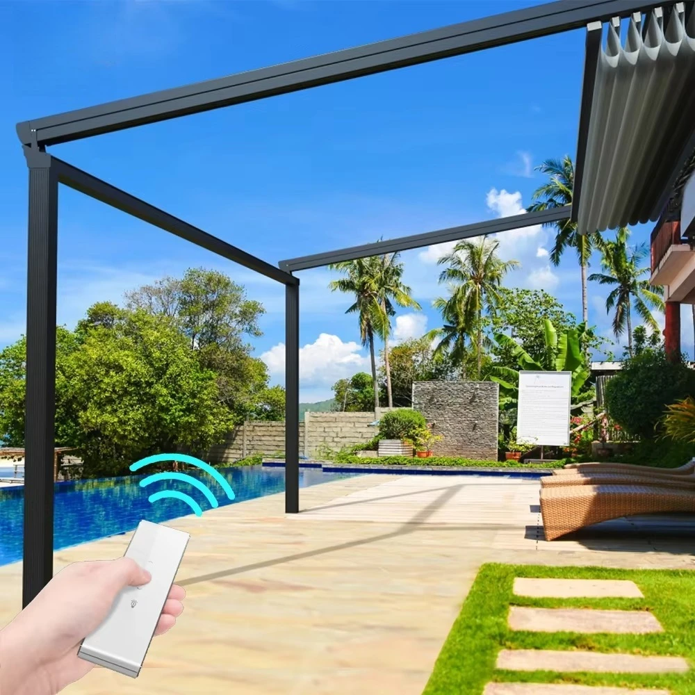 

Aluminum Retractable Roof Pergola Gazebo, High Quality Eco-Friendly PVC Awning, Waterproof Outdoor Patio Garden Canopy Shelter