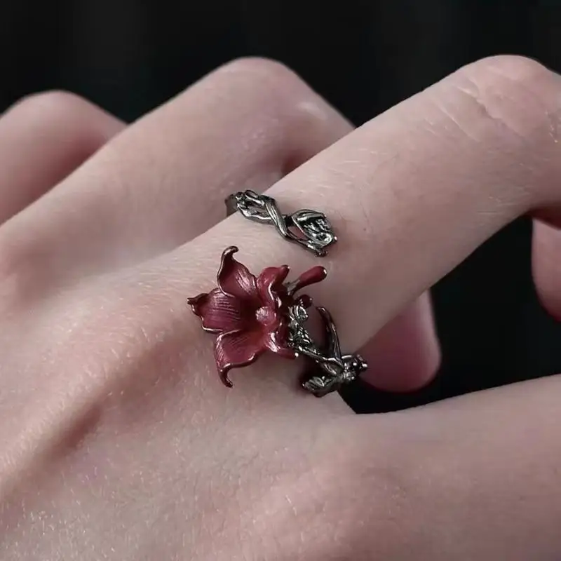 1 Pcs Halloween Special Mandala Ring Dark Adjustable Open Design High-End Anti-Fade Ring for Cosplay Accessory