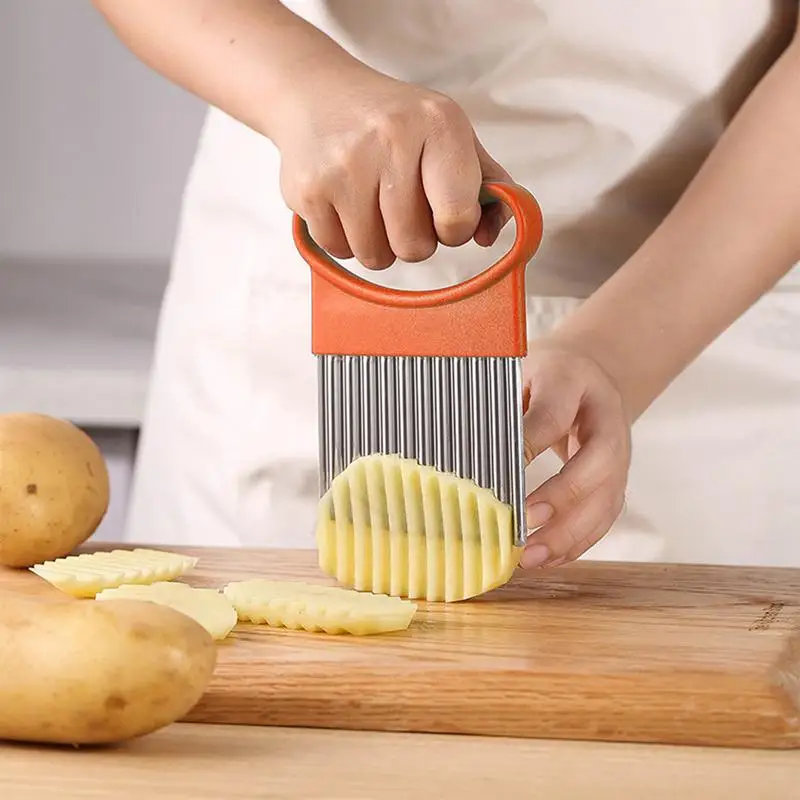 Crinkle Cutter Wavy Potato Soap Cutting Tool Stainless Steel Safe Kitchen Tools Wavy Slicer For Fruit Vegetable Carrot Potato