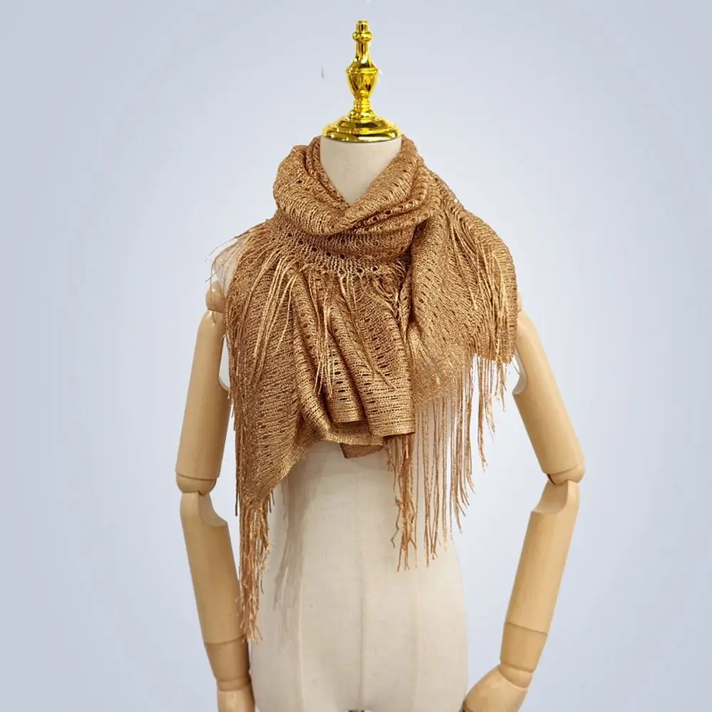 

Fashion Tassel Patchwork Women Tulle Shawl V-Neck Cardigans Hollow Summer Scarf Mantilla Lace Veil Party