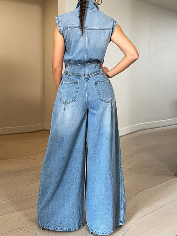 2024 Denim Jumpsuit Women Loose Vintage Preppy Style Overalls Female Fashion Streetwear Chic Popular Harajuku Drop Shipping