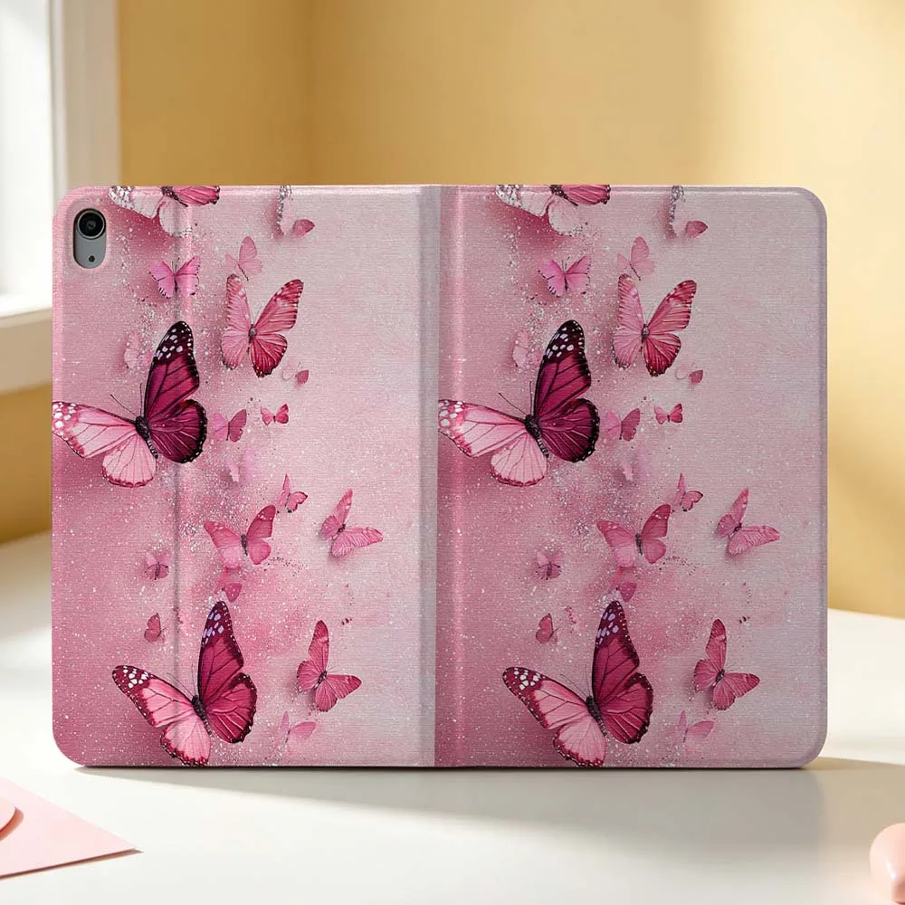 Pink Butterfly Pattern For Apple iPad Pro Mini A16 A17 A14 4 5 6 7 6th 7th Gen 9.7 12.9 11 13 M4 inch Tablet Case Soft