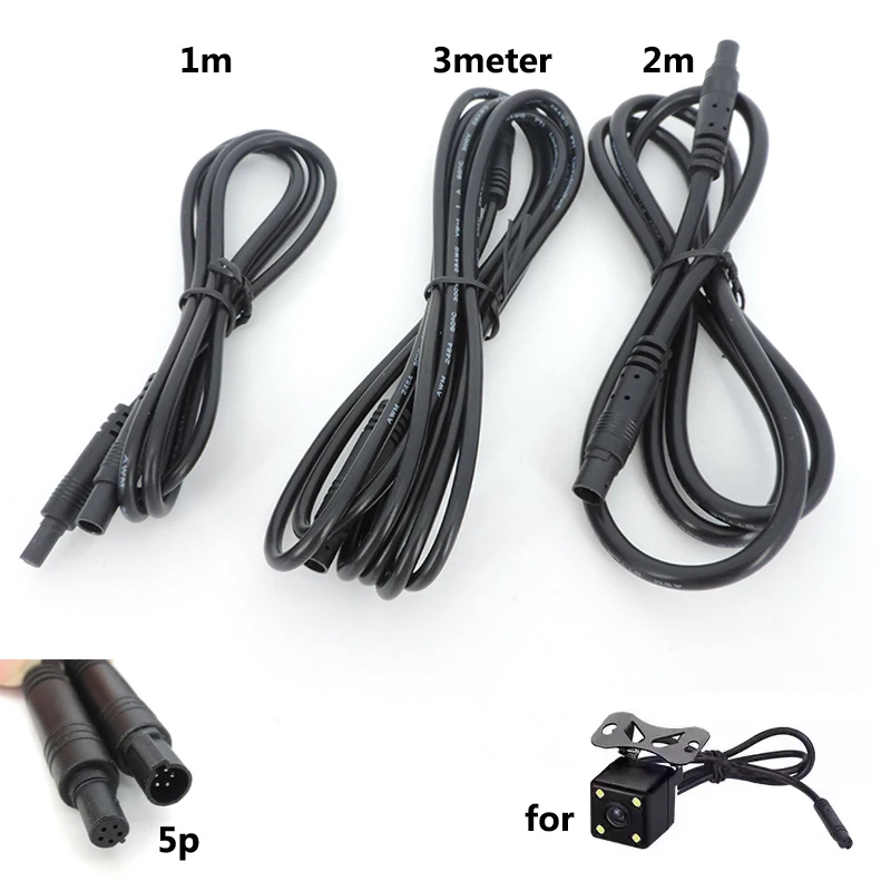 1m 2m 3m 5pin core Male to Female Cord Car Rear View vehicle DVR Camera Extension connector Cable cord HD Monitor Camera Wire