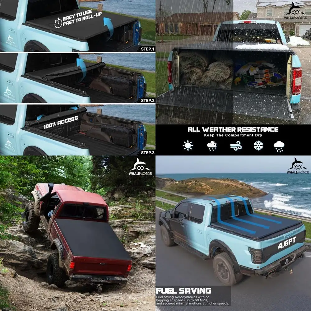 

Truck Bed Tonneau Cover Compatible with Ford Maverick 2022 2023 2024 2025 4.6 ft Box, Soft Roll Up Style