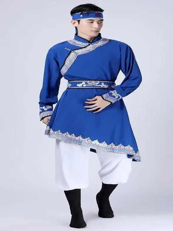 2023 Chinese Style Mongols Costume Mens Mongolian Dance Performance Costume Wrestling Chopstick Dance Performance Clothing