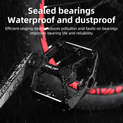 Imagen 2 del producto ESLNF Pedal de bicicleta de aleación de aluminio, accesorios de ciclismo, rodamiento antideslizante ensanchado ultraligero, pedales DU para bicicleta de montaña y carretera