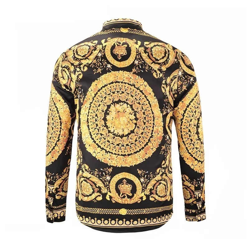 Chemises Hipster à Manches sulfpour Hommes, Design de Luxe, Imprimé Floral Baroque, ixde Mariage, Bal, Nouvelle Collection Automne