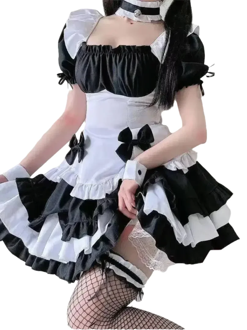 Cute Soft Girl Lolita Maid Outfit Daily Plus Size Lace-up Maid Anime Costume Stage Dress Elegant Sweet Fashion Women Tops