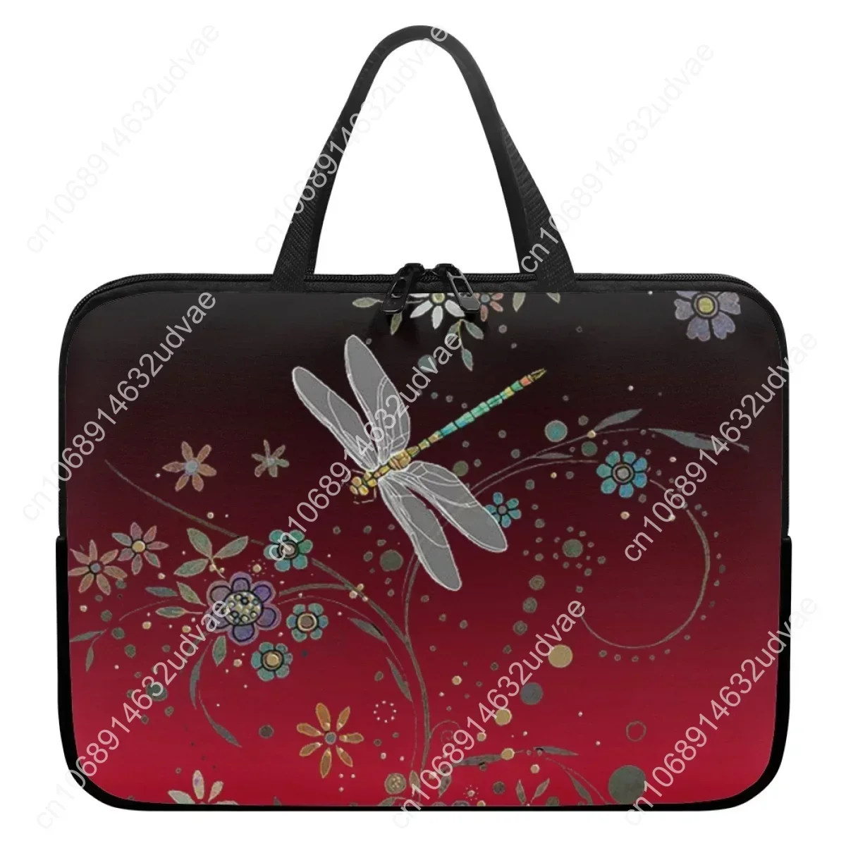 Vintage Dragonfly Flower Print Portable Laptop Bag Sleeve Case Shoulder Bag Notebook Pouch For 10 12 13 15 17Inch PC Handbag New