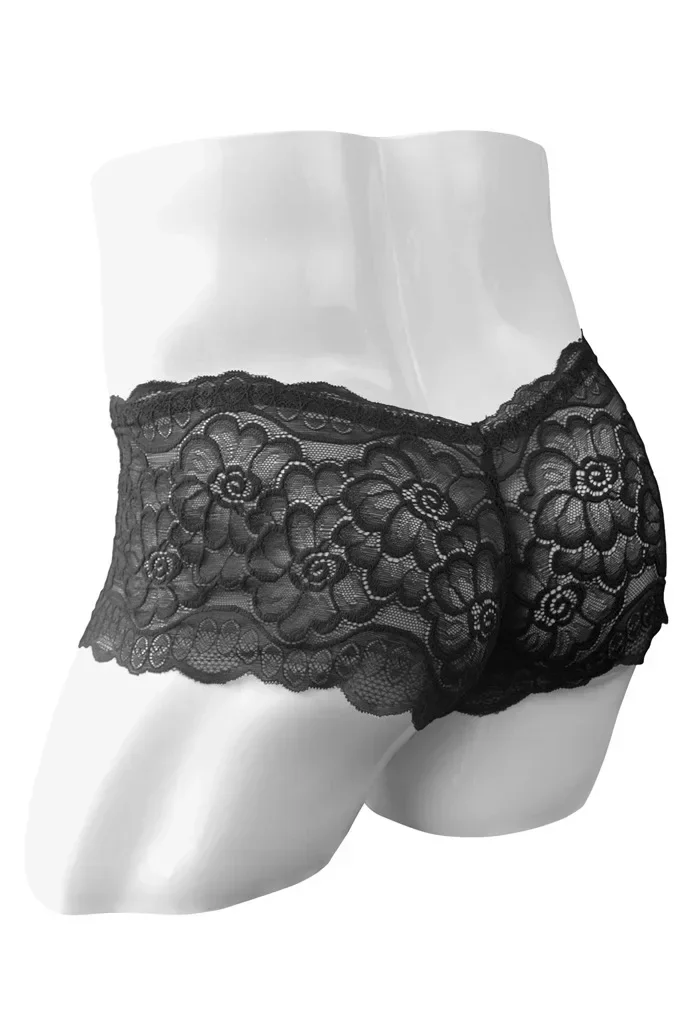 الدانتيل بوكسي الملابس الداخلية للرجال مثير U محدب الحقيبة سراويل بوكسر كروسدرينج رقيقة جدا شفافة الملابس الداخلية سيسي الاباحية Underpant