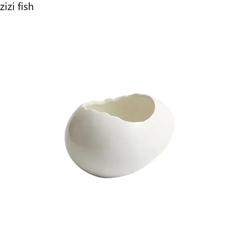 Ceramic Bowl Egg Shell Shape Steamed Egg Bowl Household Dim Sum Bowl Soup Bowls Noodles Bowls Salad Bowls Kitchen Supplies