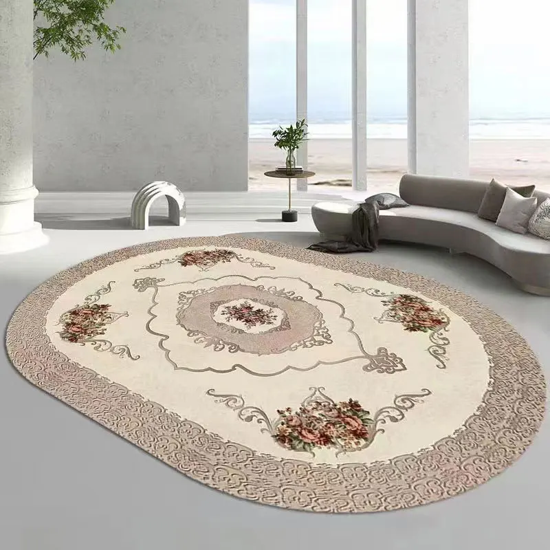 

Vintage Persian Oval Carpets For Living Room Bedroom Soft Fluffy Bedside Rugs Plush Non-Slip Large Area Mat European Home Rugs