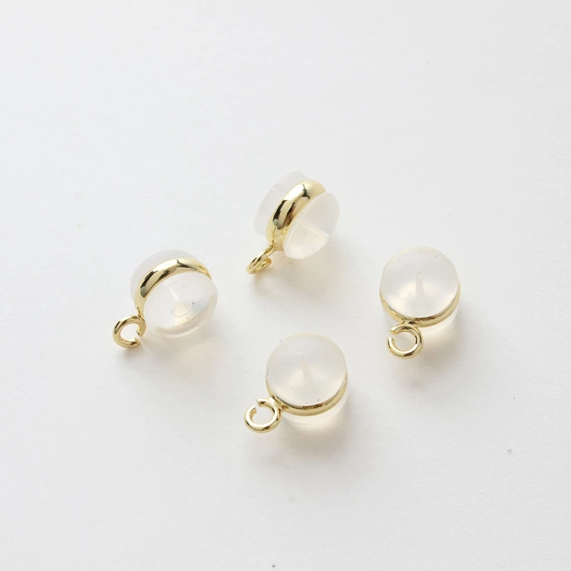10PCS Silicone Gold Circle with Hanging Hole Ear Plug DIY Earring Back Material Accessories
