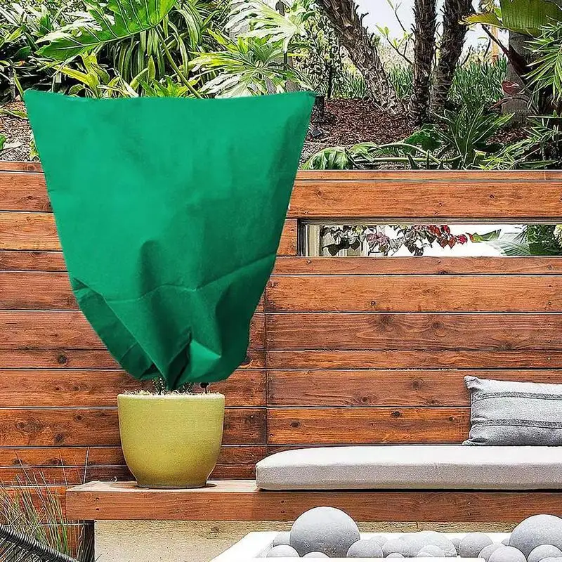 Plant Freeze Protection Cover Winter Warm Tree Shrub Protecting Bag Drawstring Zipper Plant Protector Covers Garden Accessoies