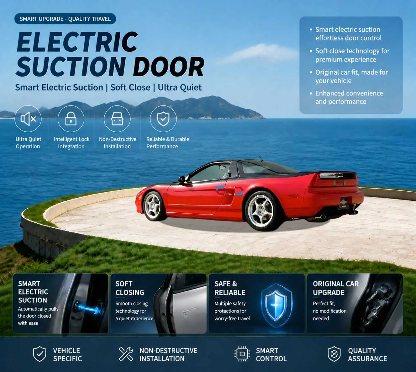 

Car-Specific Auto Soft Close Door & Electric Tailgate Modification Kit for Honda NSX Acura NSX 1st Gen 1990-2005