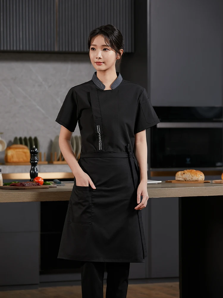 Western Restaurant Kellner Uniform Männer kochen Jacke Catering Küche Arbeits kleidung Hemd Grill Bäckerei Café Overalls Kurzarm