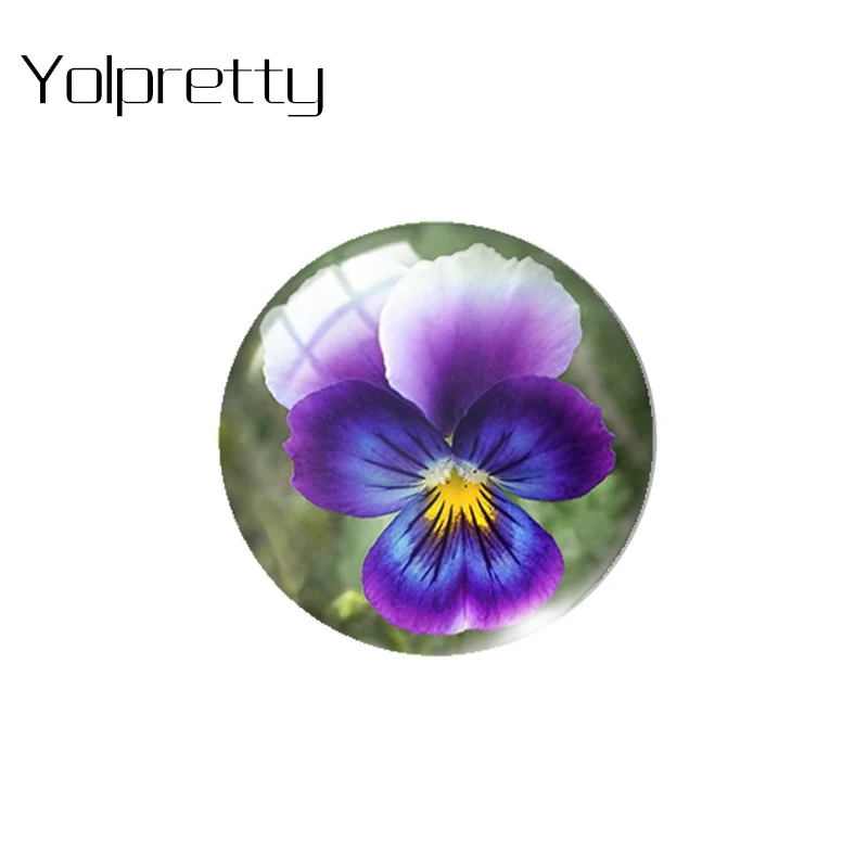 10pcs Pansy flower Glass Cabochon Semi Finished Mixed Glass Jewelry Findings Making Component Accessories