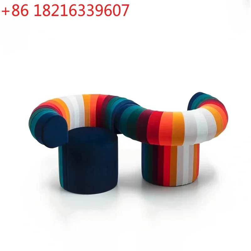 

Цветное мозаичное кресло Радуга для отдыха Веерообразная спинка Диван Модель комнаты Гостиная