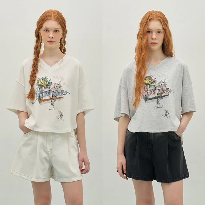 

MICOAT Faionable Comfortable Loose V-ne Printed T-irt Women's Summer Casual Sle Moisture ng Creative Cartoon