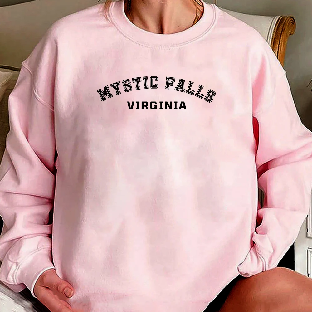 Retro Mystic Falls Virginia Sweatshirt The Vampire Diaries Hoodie Vintage Salvatore Crewneck Sweatshirts TVD Vampire Fan Gift