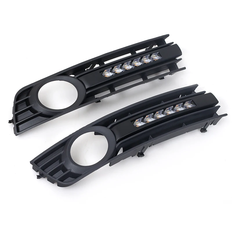 Pop LED Fog Light Grill Front Bumper Center Lower Grille Cover Grilles Daytime Running Lamp For Audi A4 B6 2001-2005