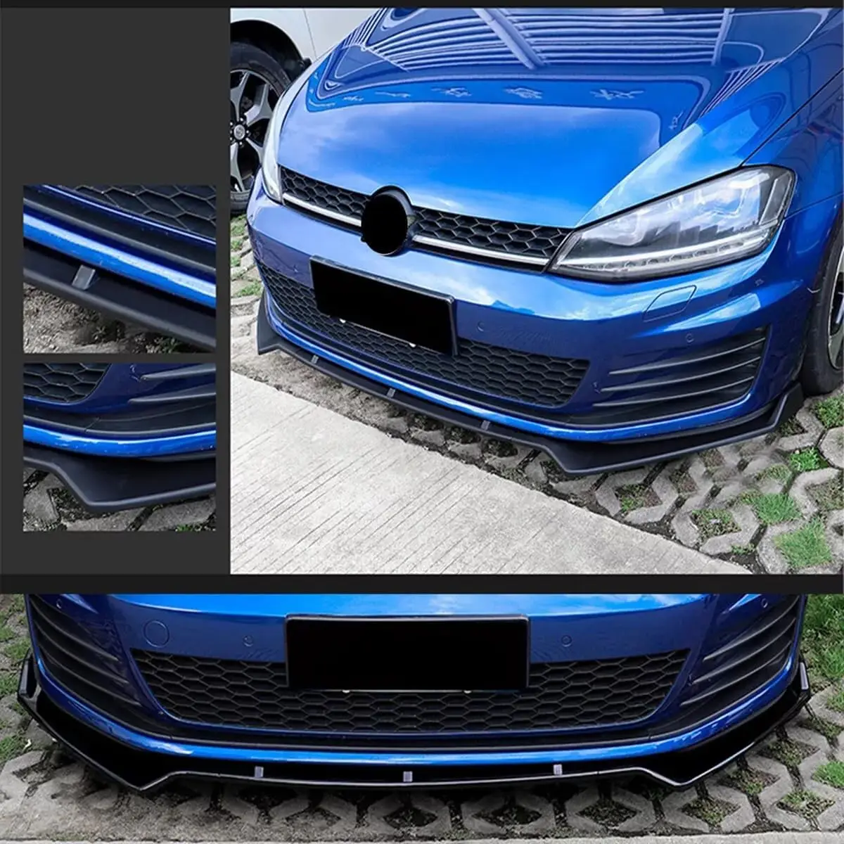 Front Bumper Lip For VW Golf MK7 MK7.5 GTI GTD R R-Line 2012-2020 Front Bumper Splitter Lip Spoiler Car Body Kit Glossy Black