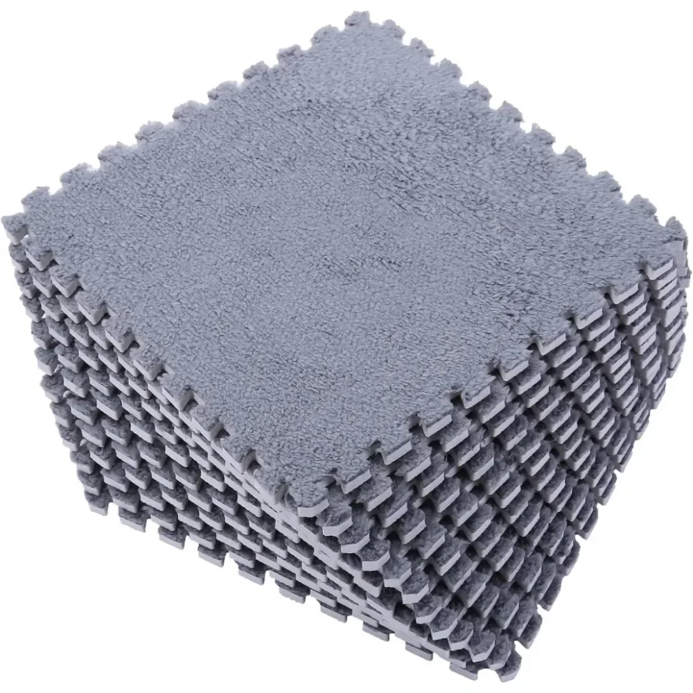 10 Stuks 30*30 Cm Creatieve Pluche Puzzel Schuim Vloermat Puzzel Tapijt Warme Speelmat Grijpende Oefening Tegels pluizige Karpetten - afbeelding 2