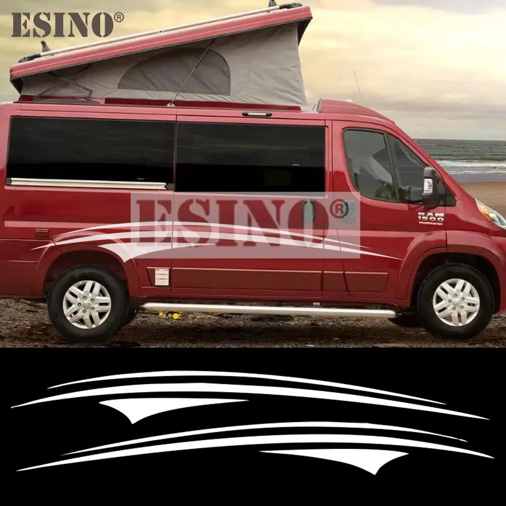 2 x Car Styling Motorhome Car Door Side Graphics Vinyl Decals Auto Body PVC Stickers Camper Van Horsebox Caravan RV Decals