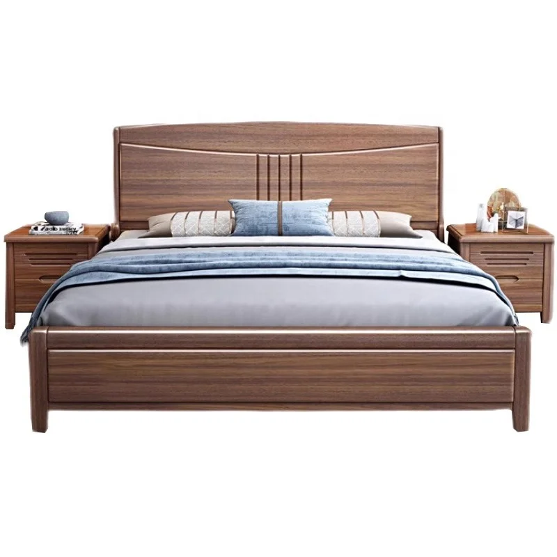 غرفة نوم منزلية حديثة، سرير تخزين كلاسيكي من الخشب الصلب بحجم كوين مع أدراج #1