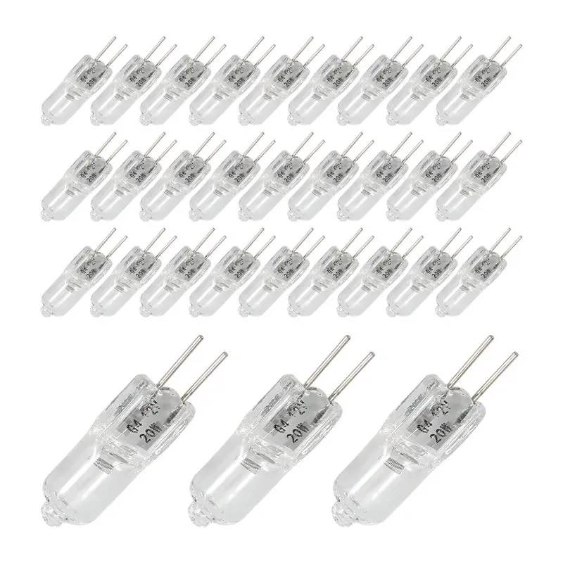 Special Offer~G4 Bulb,20 Pack Halogen G4 12V 20W With G4 Bi-Pin Base,High Output G4 Light Bulb 12V 300LM For Cabinet Light Bulbs