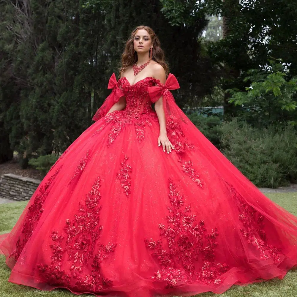 

Red Charro Quinceanera Dresses Ball Gown Sweetheart Appliques Beaded Mexican Sweet 16 Dresses 15 Anos Customized
