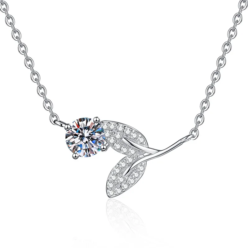 

XL268 Lefei Модное роскошное классическое колье с листом и муассанитом 1 карат для женщин, серебро 925 пробы, украшение для вечеринок, подарок