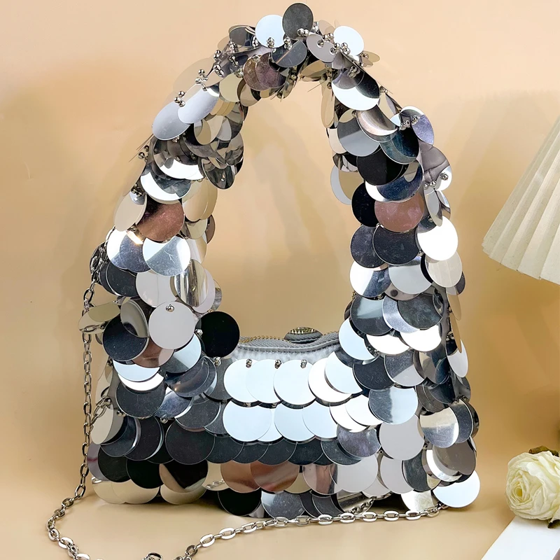 sacs-hobos-de-soiree-de-style-metallique-pour-femmes-sacs-a-main-et-sacs-a-main-de-luxe-de-createurs-2026-nouveau-en-pvc-brillant-disque-chaine-sangle-sous-les-bras-sac-a-bandouliere-haute qualite livraison gratuite l'