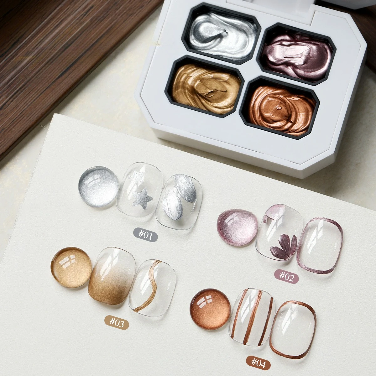 

4 сетки, металлическая текстура, твердый гель для ногтей высокой насыщенности, УФ-светодиод, замачиваемый гель-лак для ногтей, похлопывающая окрашенная глазурь для ногтей, художественный дизайн