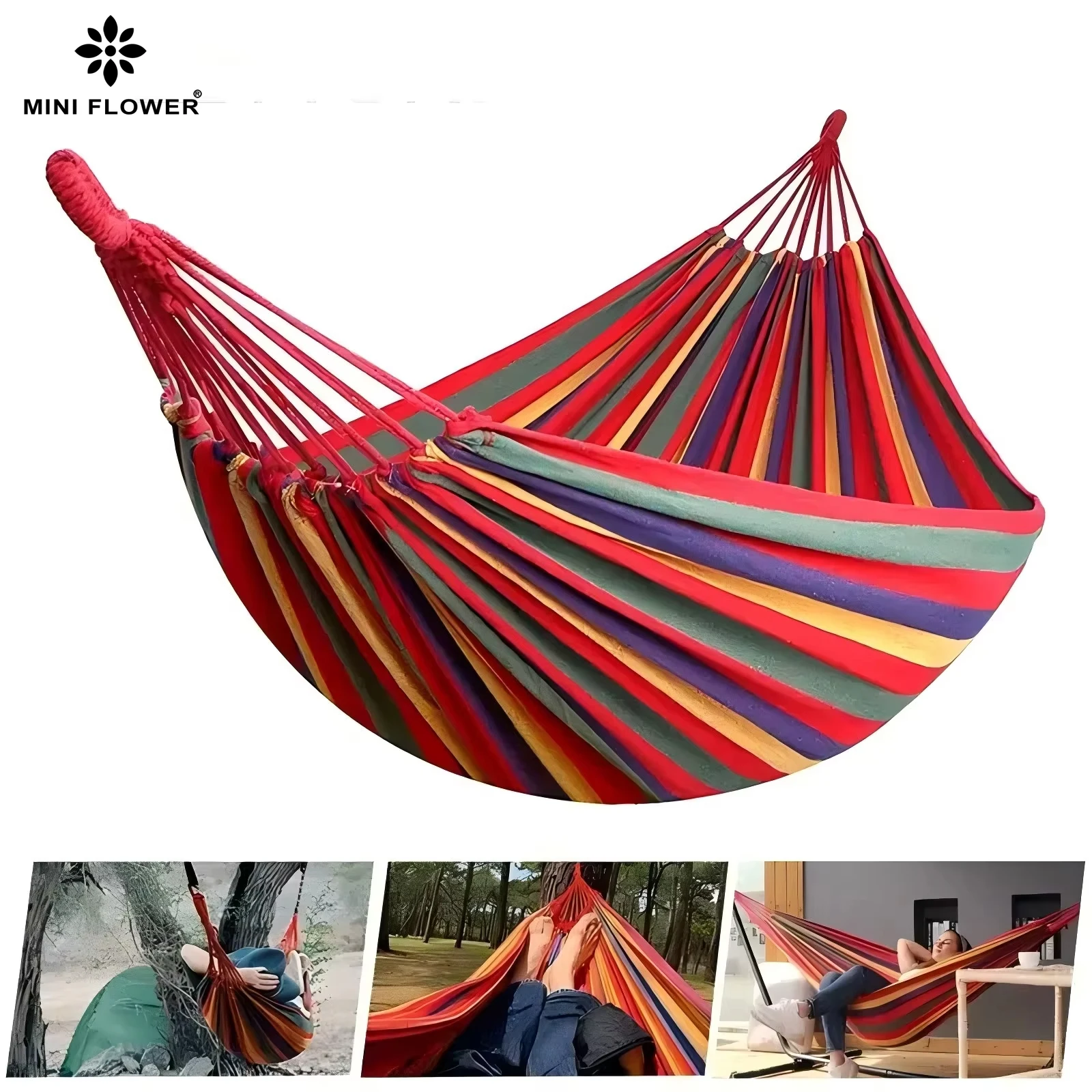 Most Popular Outdoor Canvas Hammock Camping Swing Hammock with Tree Ropes Load-bearing Up to 200kg Perfect for Garden Patio Back