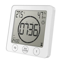Digital Bathroom Wall Clock Shower Timer Waterproof For Water Spray LCD Screen Watch Temperature Humidity Clock For Shower Room