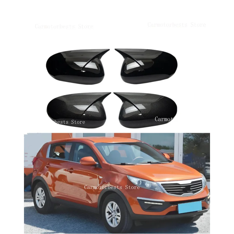 Car  Rearview Side Mirror Cover Fit For  Kia Sportage 2015 2016 2017 2018 2019 -2022   Wing Cap Rear View Case Trim Carbon Fiber