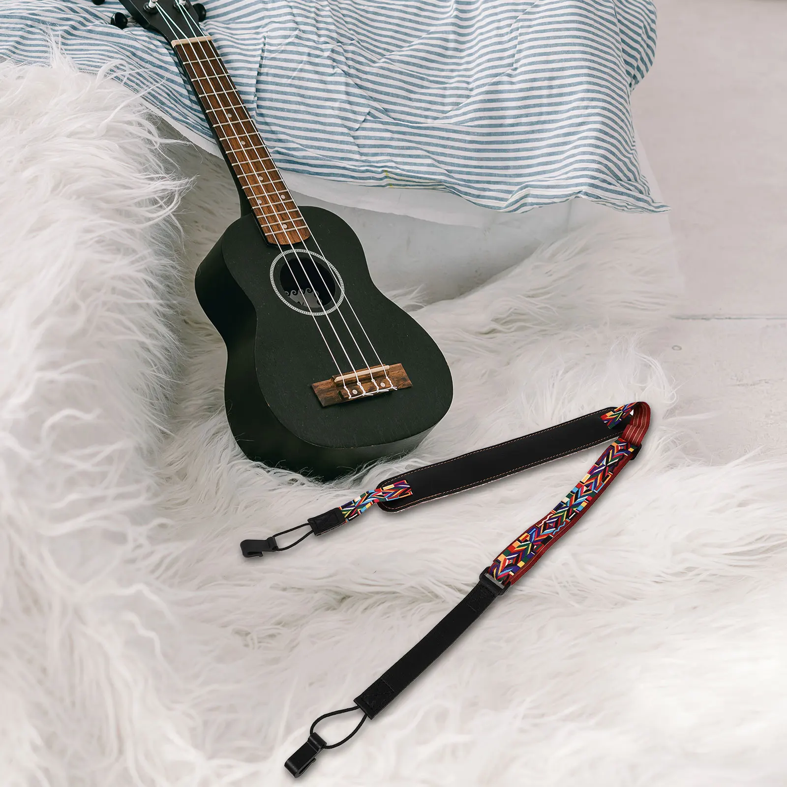 

Ukulele Strap Adjustable for Cotton Foldable Lanyard Camouflage Back Carrying Pu Wear-resistant